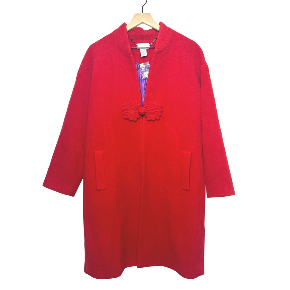 Soft Surroundings Swing Coat Red Woolā Blend Women's M Winter Holiday Christmas